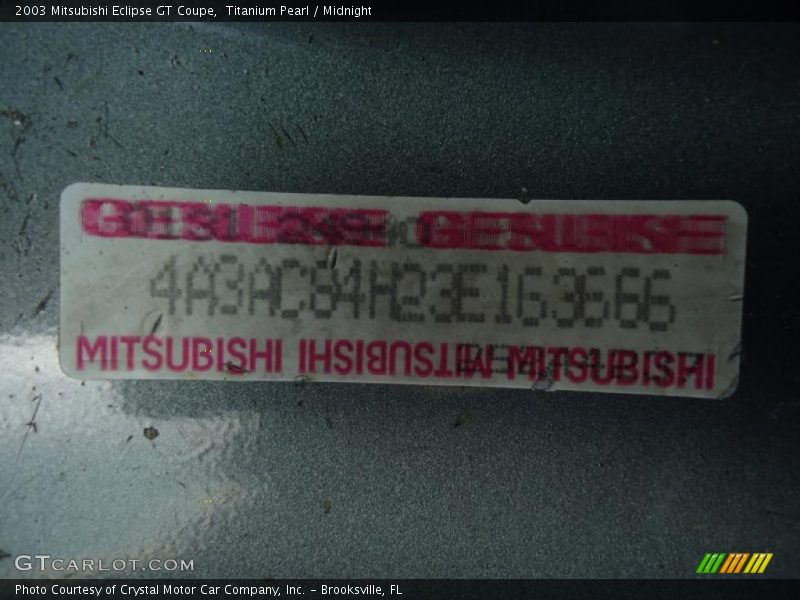 Titanium Pearl / Midnight 2003 Mitsubishi Eclipse GT Coupe