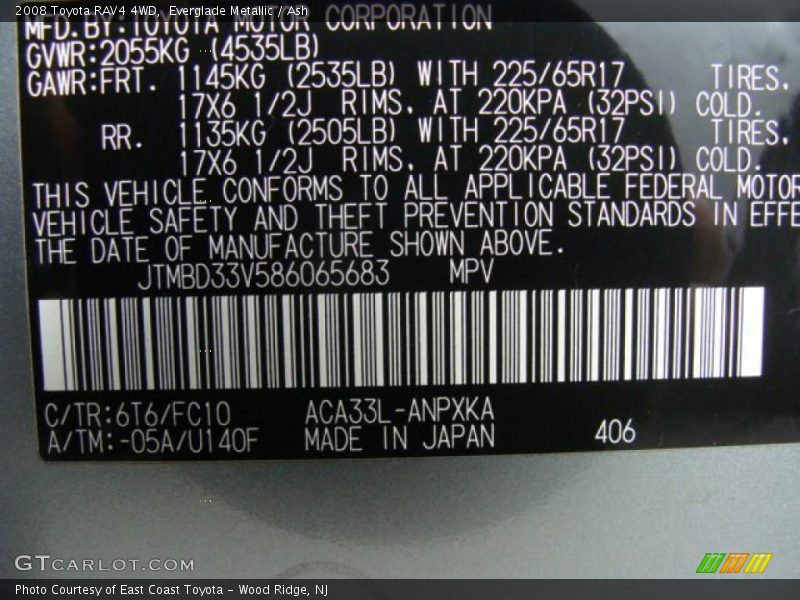 Everglade Metallic / Ash 2008 Toyota RAV4 4WD