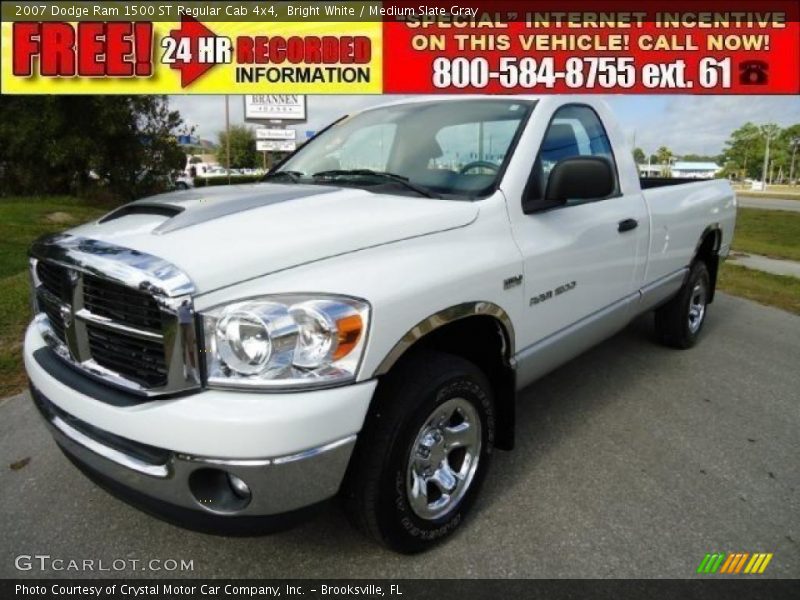 Bright White / Medium Slate Gray 2007 Dodge Ram 1500 ST Regular Cab 4x4