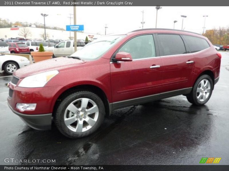 Red Jewel Metallic / Dark Gray/Light Gray 2011 Chevrolet Traverse LT AWD
