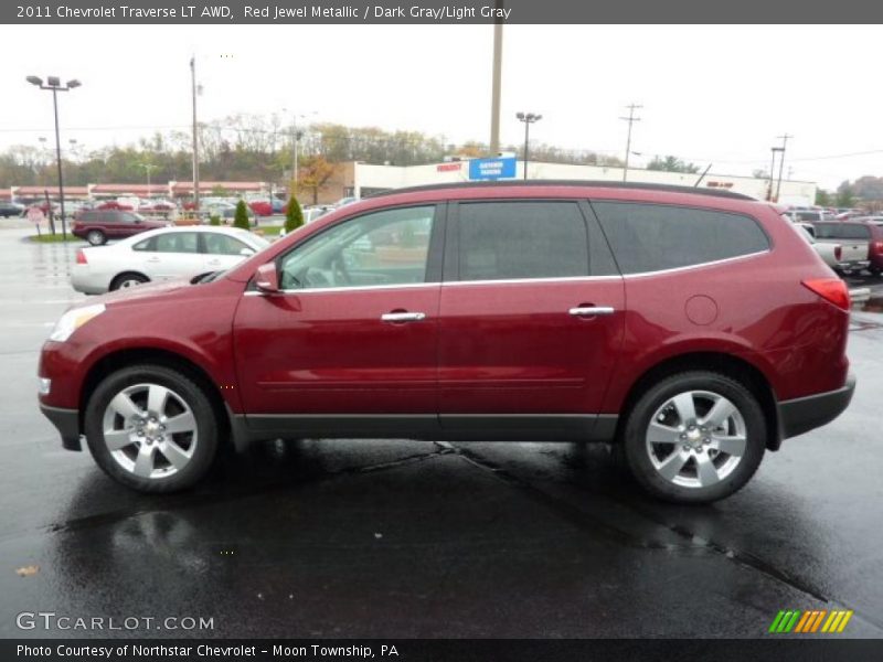 Red Jewel Metallic / Dark Gray/Light Gray 2011 Chevrolet Traverse LT AWD