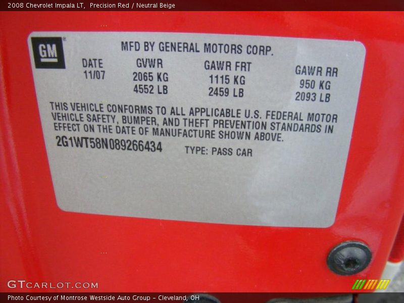 Precision Red / Neutral Beige 2008 Chevrolet Impala LT