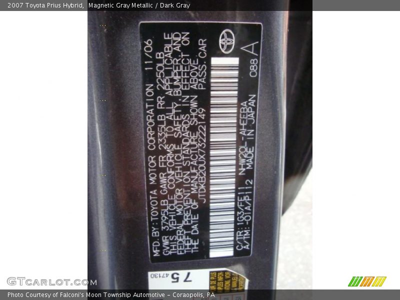Magnetic Gray Metallic / Dark Gray 2007 Toyota Prius Hybrid
