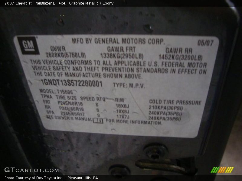 Graphite Metallic / Ebony 2007 Chevrolet TrailBlazer LT 4x4