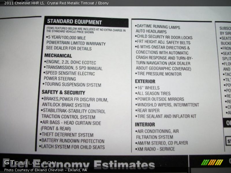  2011 HHR LS Window Sticker