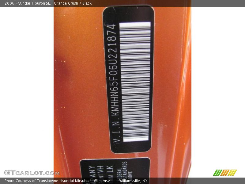 Orange Crush / Black 2006 Hyundai Tiburon SE