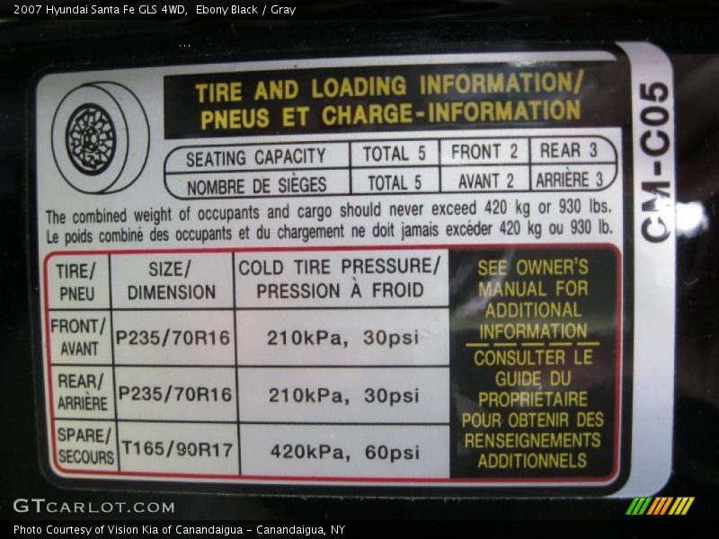 Ebony Black / Gray 2007 Hyundai Santa Fe GLS 4WD