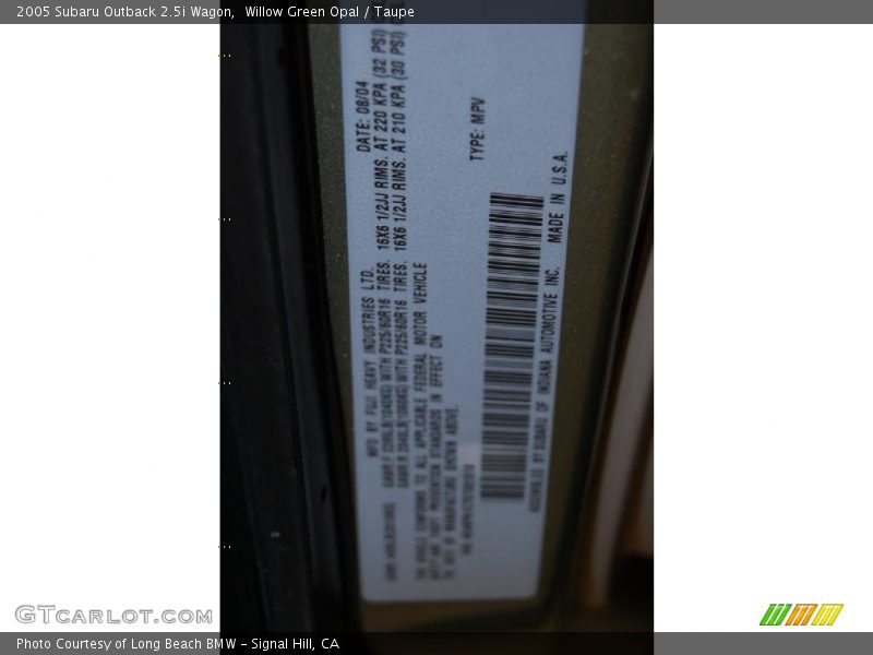 Willow Green Opal / Taupe 2005 Subaru Outback 2.5i Wagon