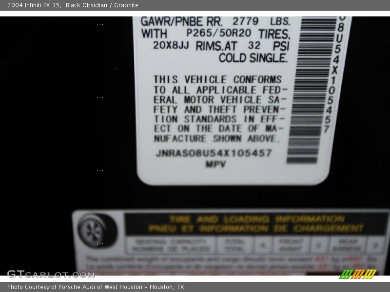 Black Obsidian / Graphite 2004 Infiniti FX 35