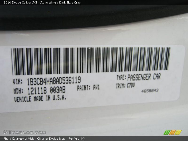 Stone White / Dark Slate Gray 2010 Dodge Caliber SXT