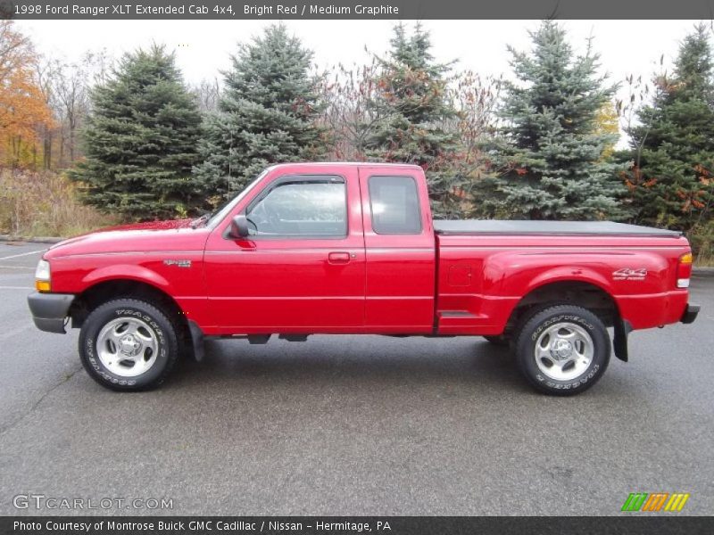 Bright Red / Medium Graphite 1998 Ford Ranger XLT Extended Cab 4x4