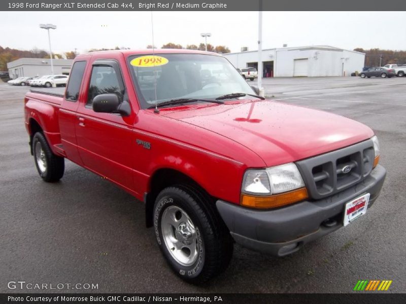 Bright Red / Medium Graphite 1998 Ford Ranger XLT Extended Cab 4x4