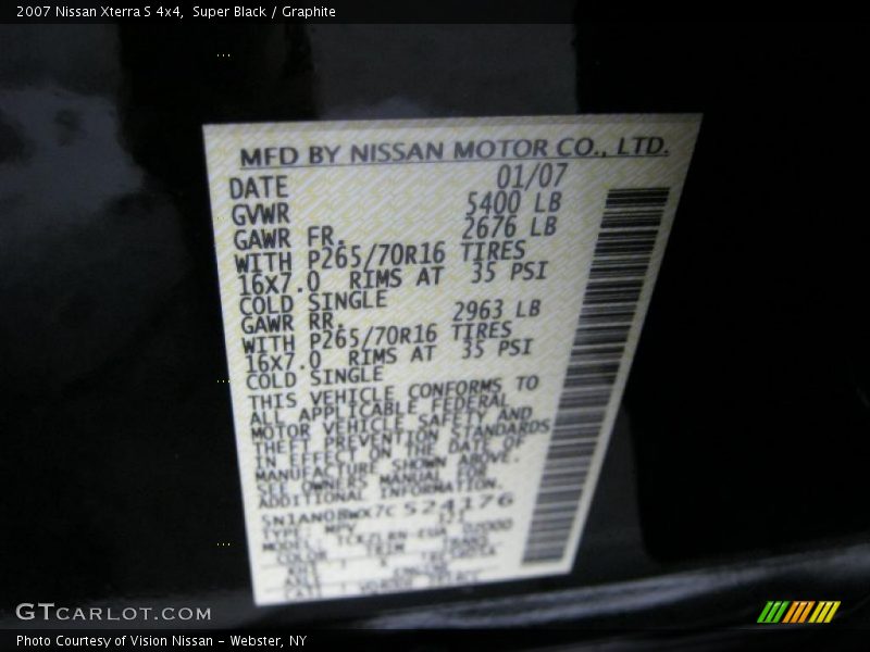 Super Black / Graphite 2007 Nissan Xterra S 4x4