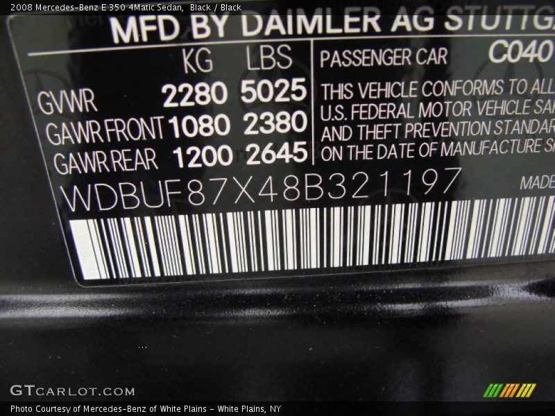 Black / Black 2008 Mercedes-Benz E 350 4Matic Sedan