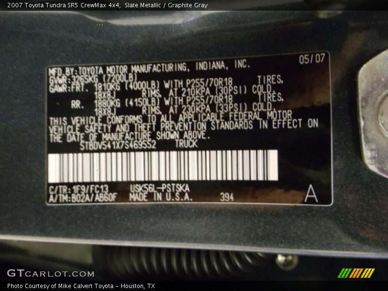 Slate Metallic / Graphite Gray 2007 Toyota Tundra SR5 CrewMax 4x4