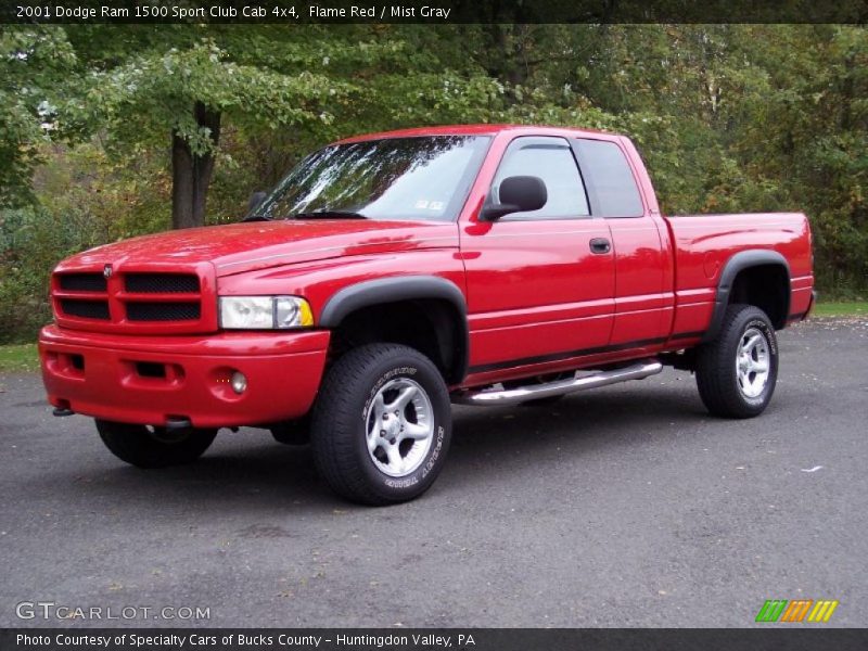 Flame Red / Mist Gray 2001 Dodge Ram 1500 Sport Club Cab 4x4