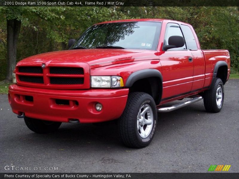 Flame Red / Mist Gray 2001 Dodge Ram 1500 Sport Club Cab 4x4