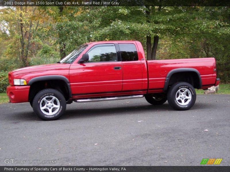 Flame Red / Mist Gray 2001 Dodge Ram 1500 Sport Club Cab 4x4