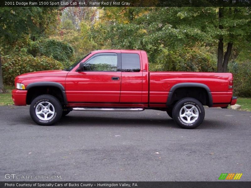 Flame Red / Mist Gray 2001 Dodge Ram 1500 Sport Club Cab 4x4