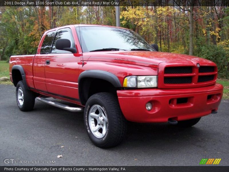 Flame Red / Mist Gray 2001 Dodge Ram 1500 Sport Club Cab 4x4