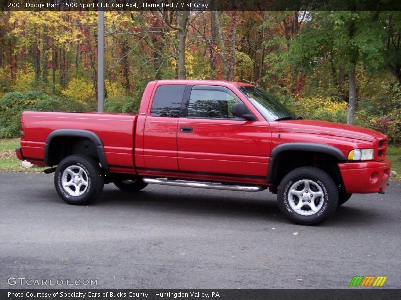 Flame Red / Mist Gray 2001 Dodge Ram 1500 Sport Club Cab 4x4