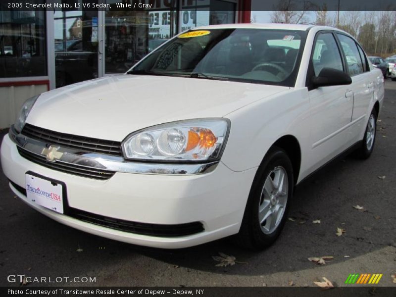 White / Gray 2005 Chevrolet Malibu LS V6 Sedan