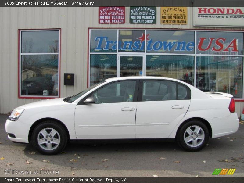 White / Gray 2005 Chevrolet Malibu LS V6 Sedan