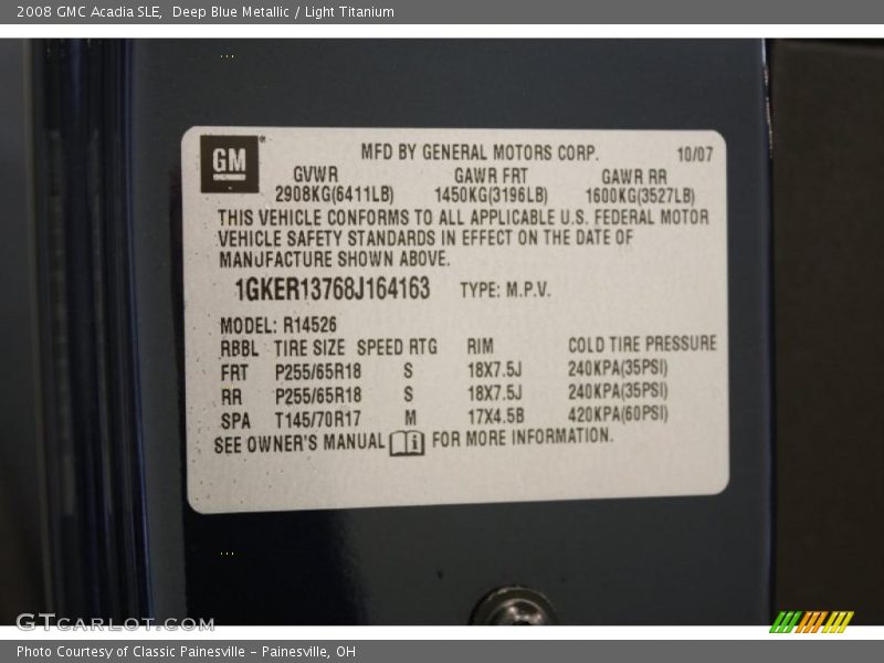Deep Blue Metallic / Light Titanium 2008 GMC Acadia SLE
