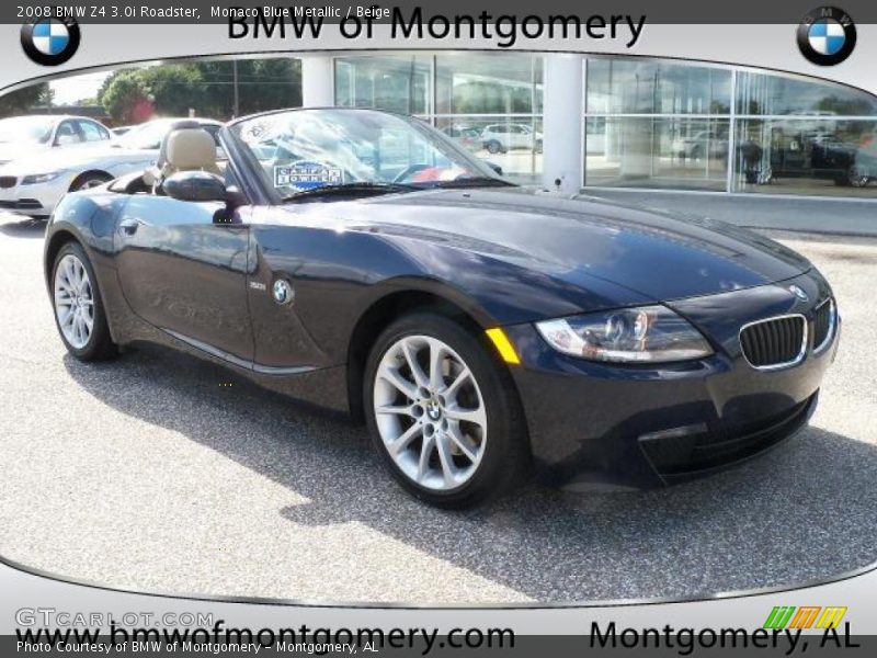 Monaco Blue Metallic / Beige 2008 BMW Z4 3.0i Roadster