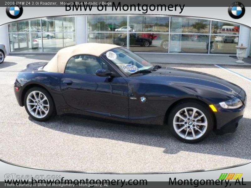 Monaco Blue Metallic / Beige 2008 BMW Z4 3.0i Roadster