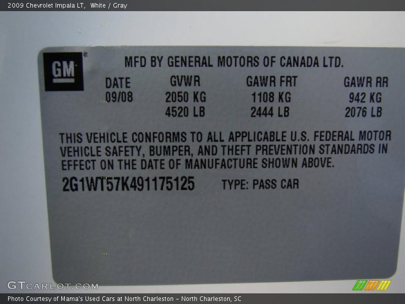 White / Gray 2009 Chevrolet Impala LT