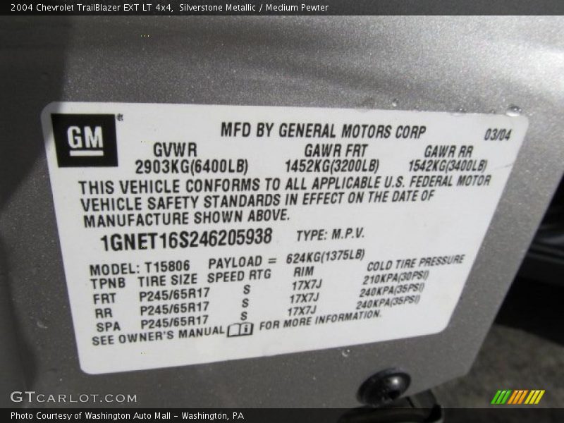 Silverstone Metallic / Medium Pewter 2004 Chevrolet TrailBlazer EXT LT 4x4