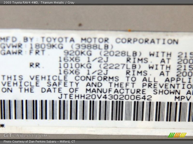 Titanium Metallic / Gray 2003 Toyota RAV4 4WD