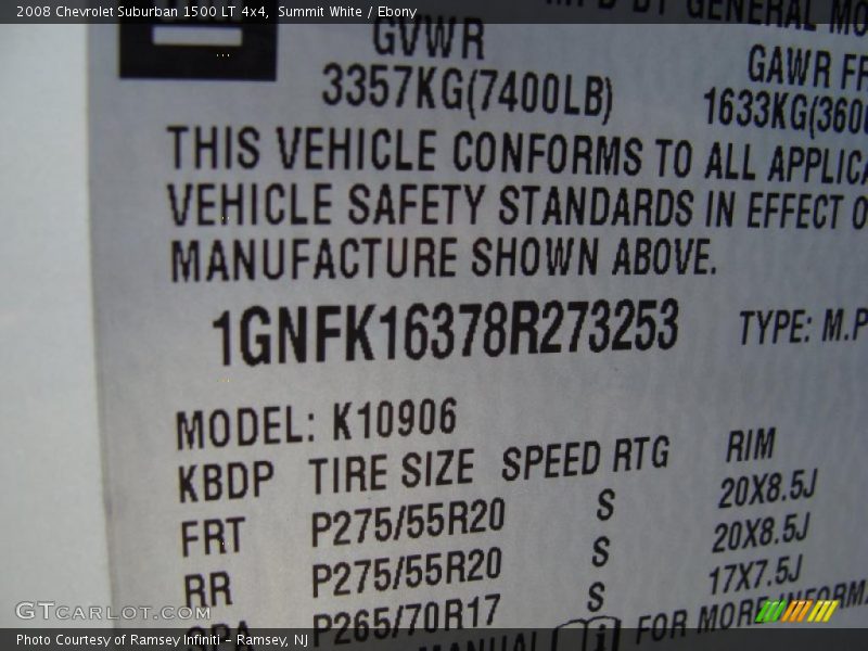 Summit White / Ebony 2008 Chevrolet Suburban 1500 LT 4x4