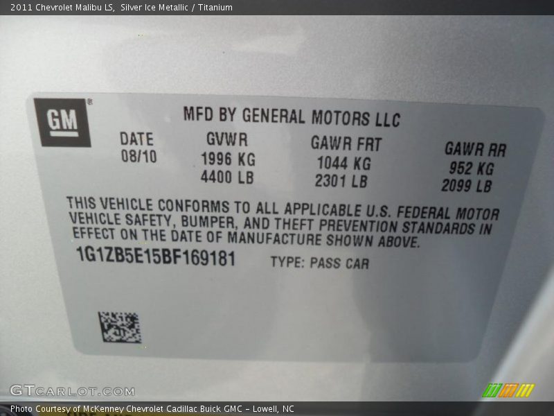 Silver Ice Metallic / Titanium 2011 Chevrolet Malibu LS