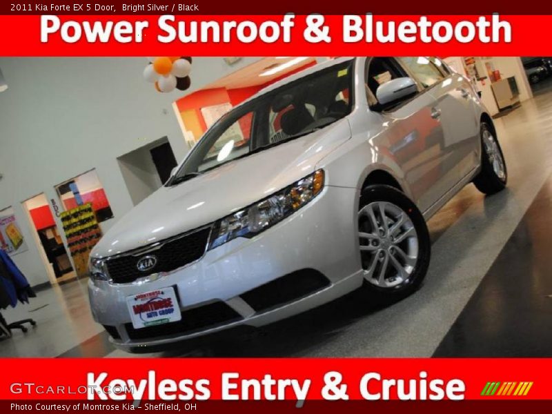 Bright Silver / Black 2011 Kia Forte EX 5 Door