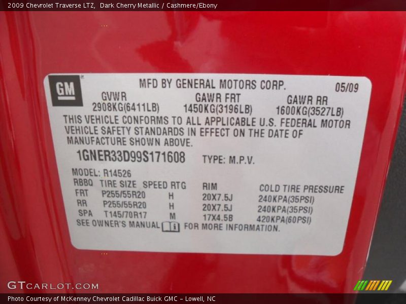 Dark Cherry Metallic / Cashmere/Ebony 2009 Chevrolet Traverse LTZ