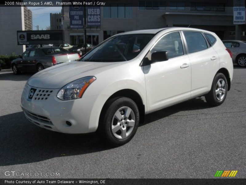 Phantom White Pearl / Gray 2008 Nissan Rogue S AWD