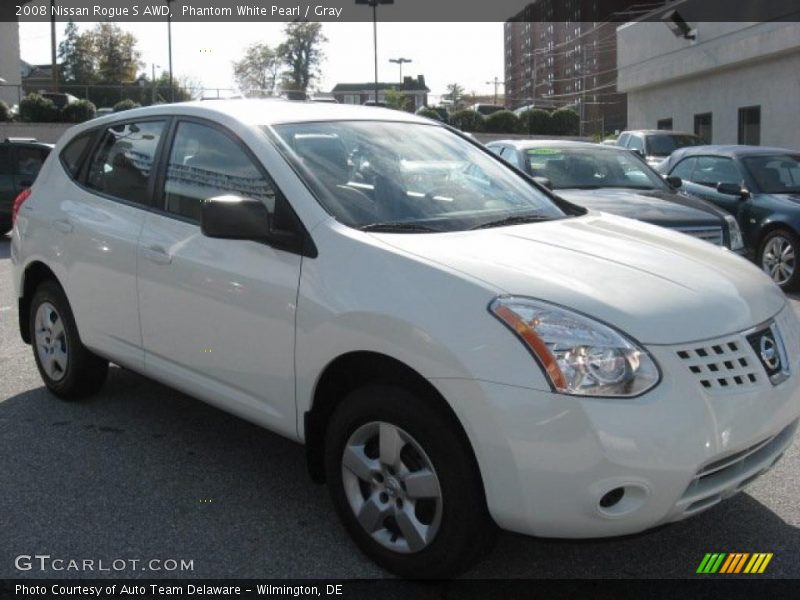 Phantom White Pearl / Gray 2008 Nissan Rogue S AWD