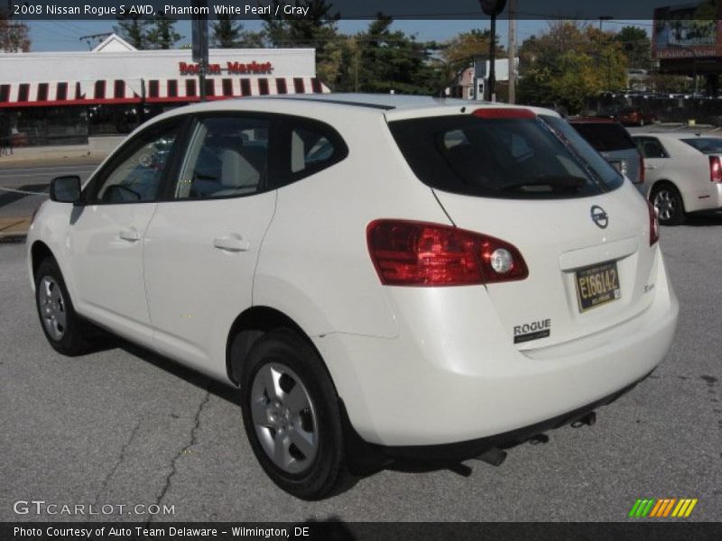 Phantom White Pearl / Gray 2008 Nissan Rogue S AWD