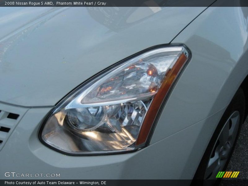 Phantom White Pearl / Gray 2008 Nissan Rogue S AWD