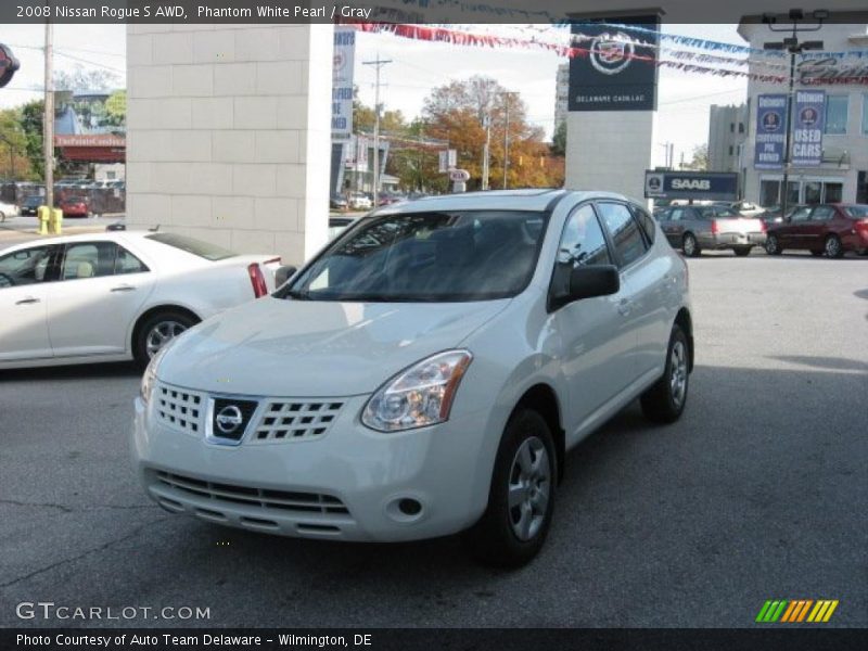 Phantom White Pearl / Gray 2008 Nissan Rogue S AWD