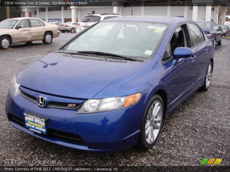 Fiji Blue Pearl / Black 2008 Honda Civic Si Sedan