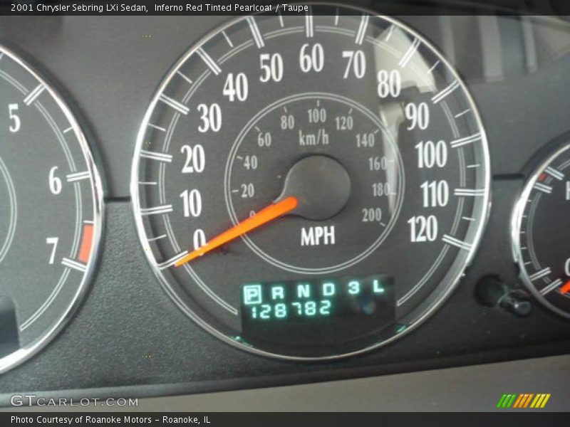 Inferno Red Tinted Pearlcoat / Taupe 2001 Chrysler Sebring LXi Sedan
