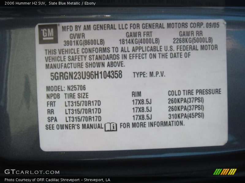 Slate Blue Metallic / Ebony 2006 Hummer H2 SUV