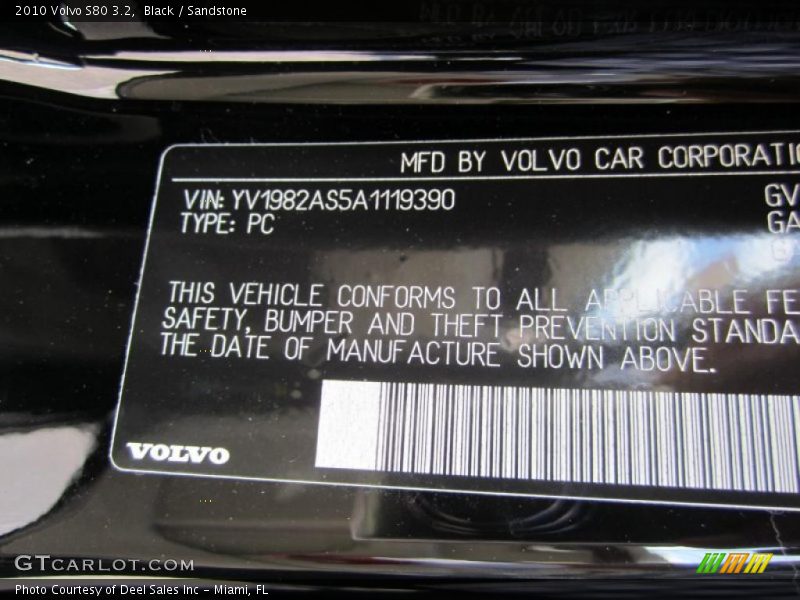 Black / Sandstone 2010 Volvo S80 3.2