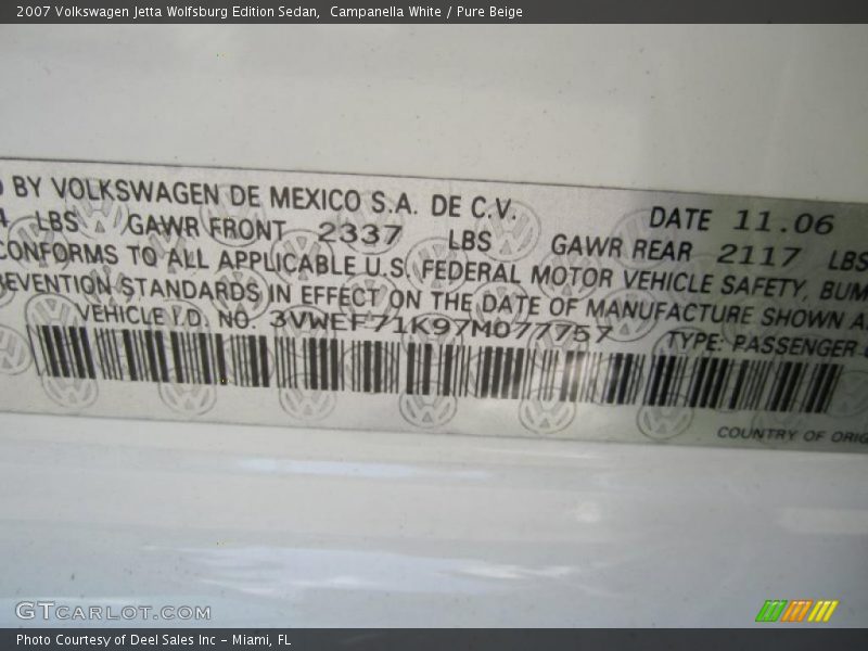 Campanella White / Pure Beige 2007 Volkswagen Jetta Wolfsburg Edition Sedan