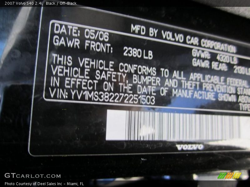 Black / Off-Black 2007 Volvo S40 2.4i