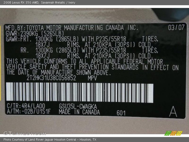 Savannah Metallic / Ivory 2008 Lexus RX 350 AWD