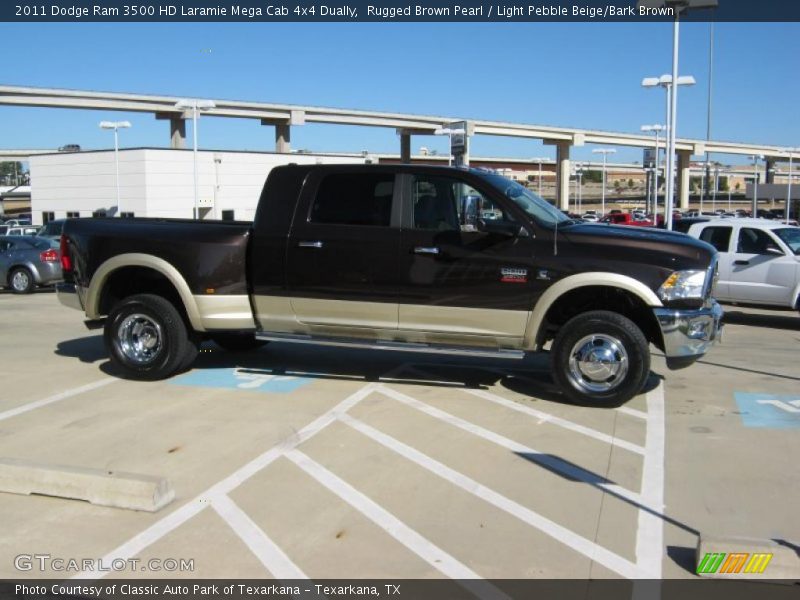 Rugged Brown Pearl / Light Pebble Beige/Bark Brown 2011 Dodge Ram 3500 HD Laramie Mega Cab 4x4 Dually